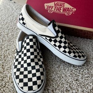 Vans Classic Slip-On Checkerboard B&W with Socks | Size 11.0 Mens